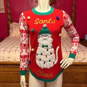 Santa Claws Red Cat Sweater